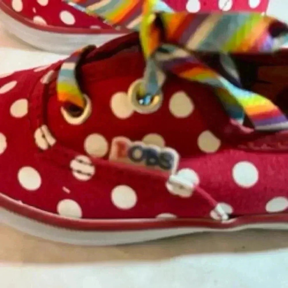 Bob’s Skechers sneakers Toddler shoes Sz 6 Red Polka Dot W/ Rainbow Laces - Picture 8 of 8